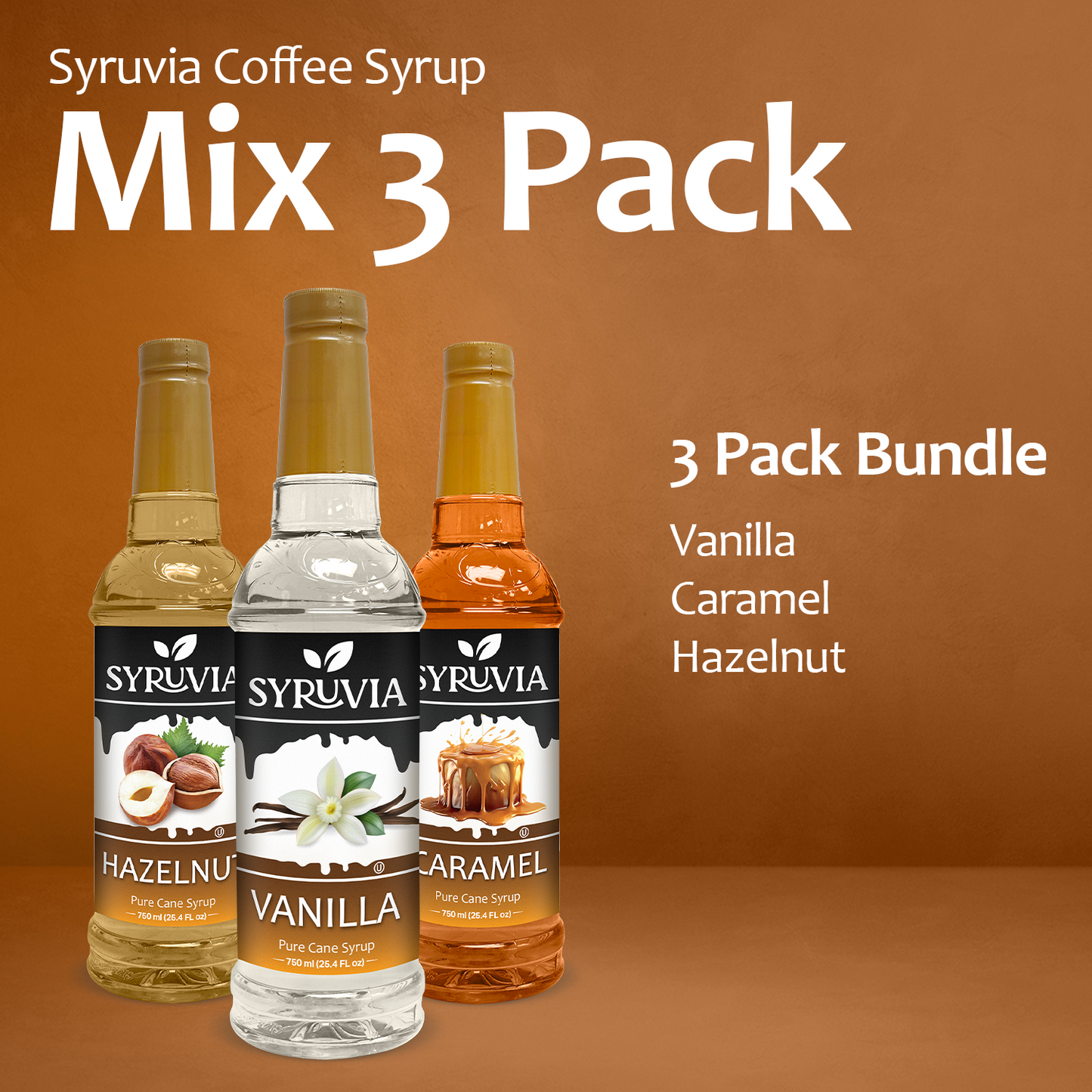 Variety Pack, Vanilla, Caramel, and Hazelnut Syrup