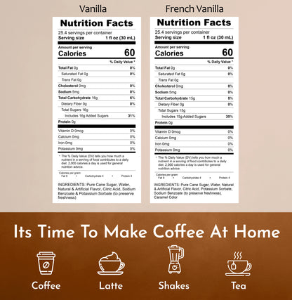 Vanilla French Vanilla Syrup nutrition facts