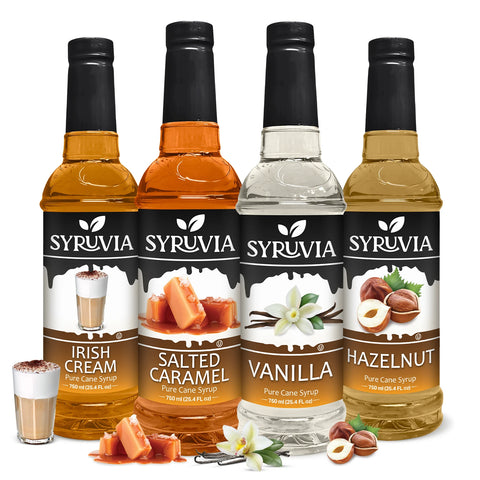 Variety Pack, Vanilla, Salted Caramel, Hazelnut, and Irish Cream Syrup