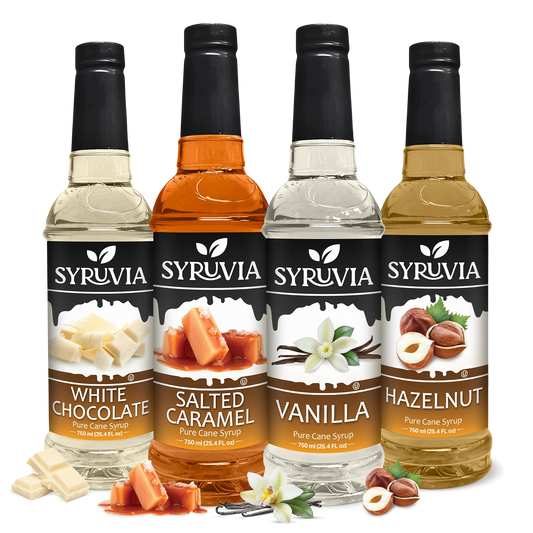 Variety Pack, Vanilla, Salted Caramel, Hazelnut, and White Chocolate Syrup