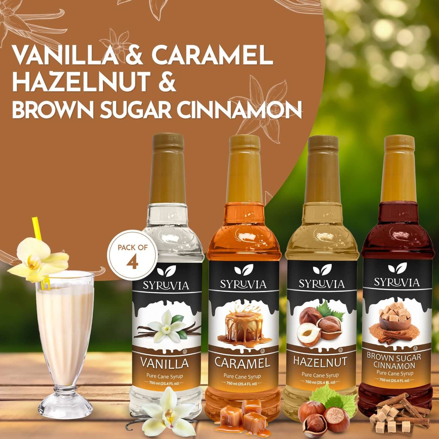Vanilla caramel hazelnut brown sugar cinnamon  coffee syrup