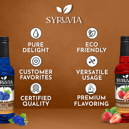 Variety Pack, Blue Raspberry, and Strawberry Syrup