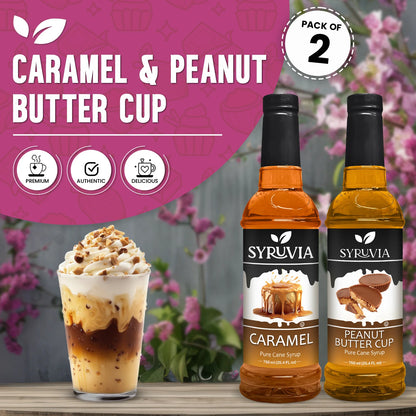 Variety Pack, Caramel, and Peanut Butter Cup Syrup