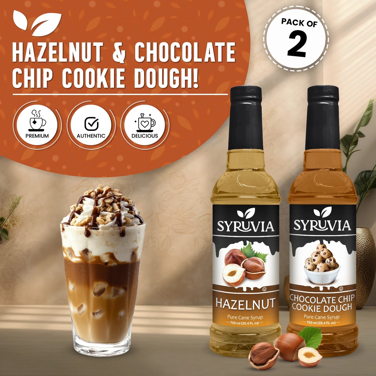 Variety Pack, Hazelnut, and Chocolate Chip Cookie Dough Syrup