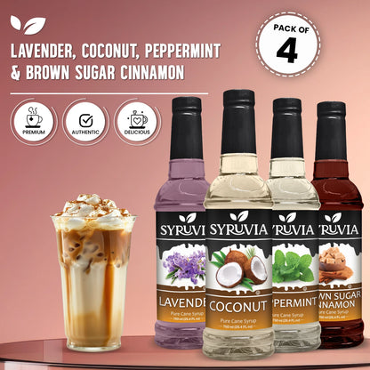 Variety Pack, Lavender, Coconut, Peppermint, and Brown Sugar Cinnamon Syrup