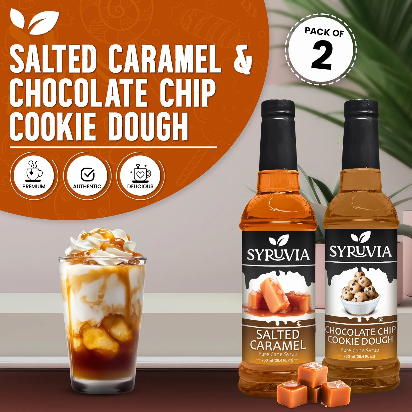 Variety Pack, Salted Caramel, and Chocolate Chip Cookie Dough Syrup