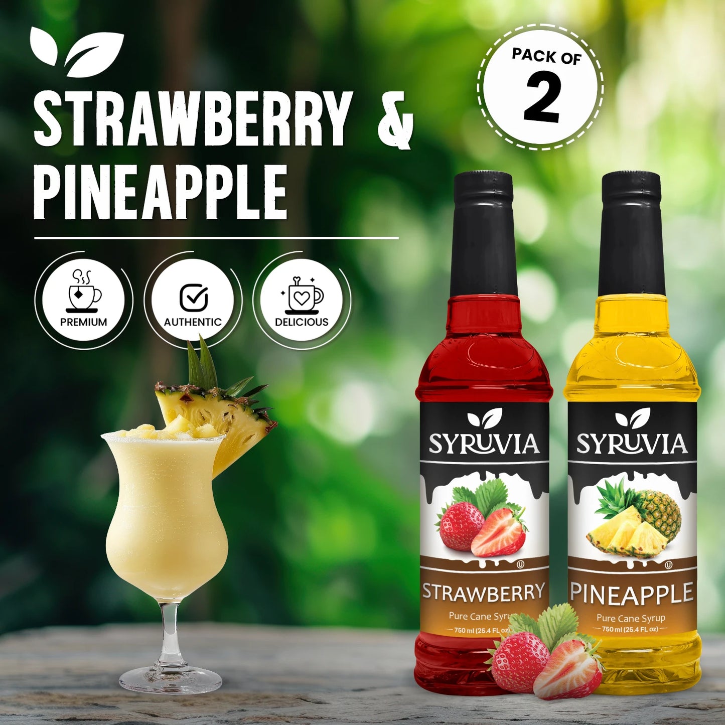 Variety Pack, Strawberry, and Pineapple Syrup