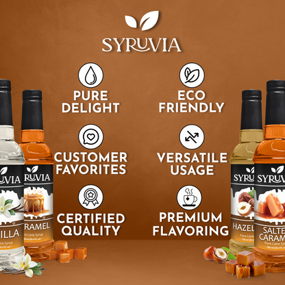 Variety Pack, Vanilla, Caramel, Hazelnut, and Salted Caramel Syrup