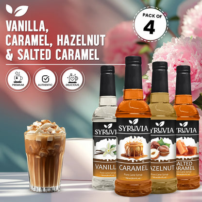 Variety Pack, Vanilla, Caramel, Hazelnut, and Salted Caramel Syrup