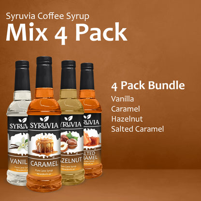 Variety Pack, Vanilla, Caramel, Hazelnut, and Salted Caramel Syrup