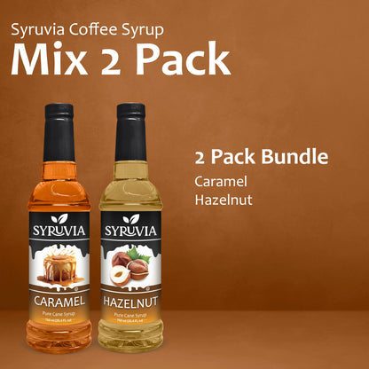 Variety Pack, Caramel, and Hazelnut Syrup