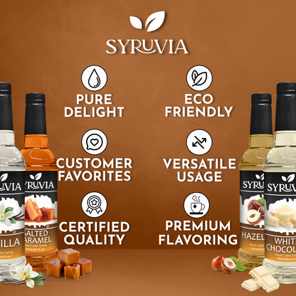 Variety Pack, Vanilla, Salted Caramel, Hazelnut, and White Chocolate Syrup