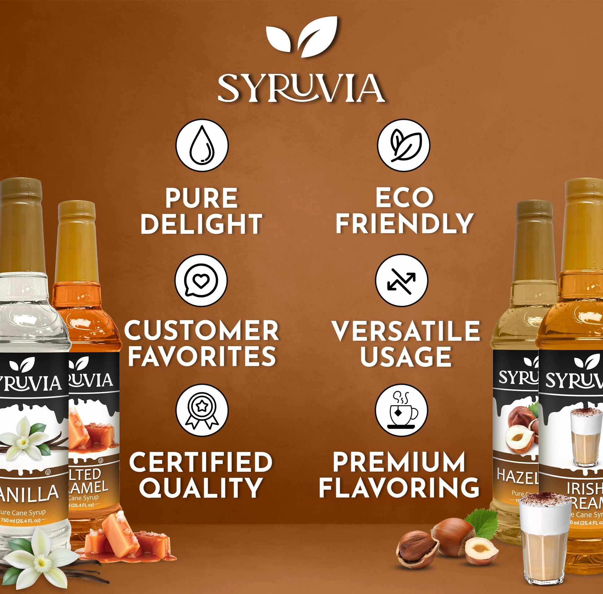 Variety pack Vanilla Salted Caramel Hazelnut Irish Cream  coffee syrup for coffee