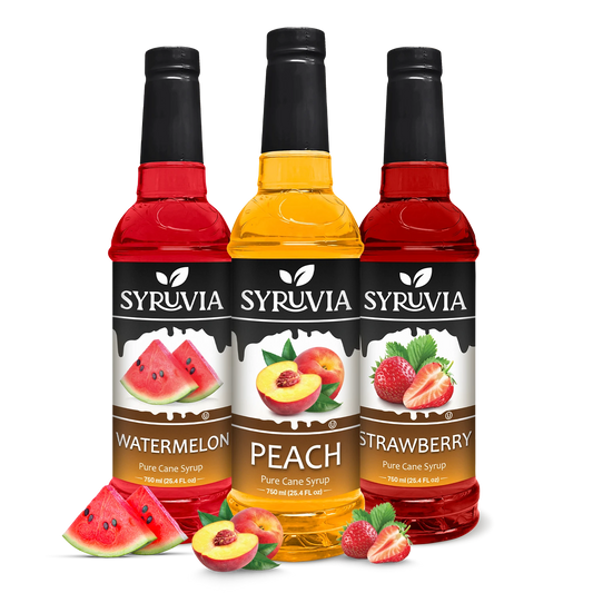 Variety Pack, Watermelon, Peach, and Strawberry Syrup