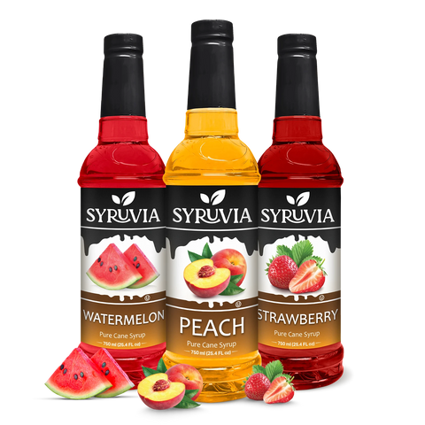 Variety Pack, Watermelon, Peach, and Strawberry Syrup