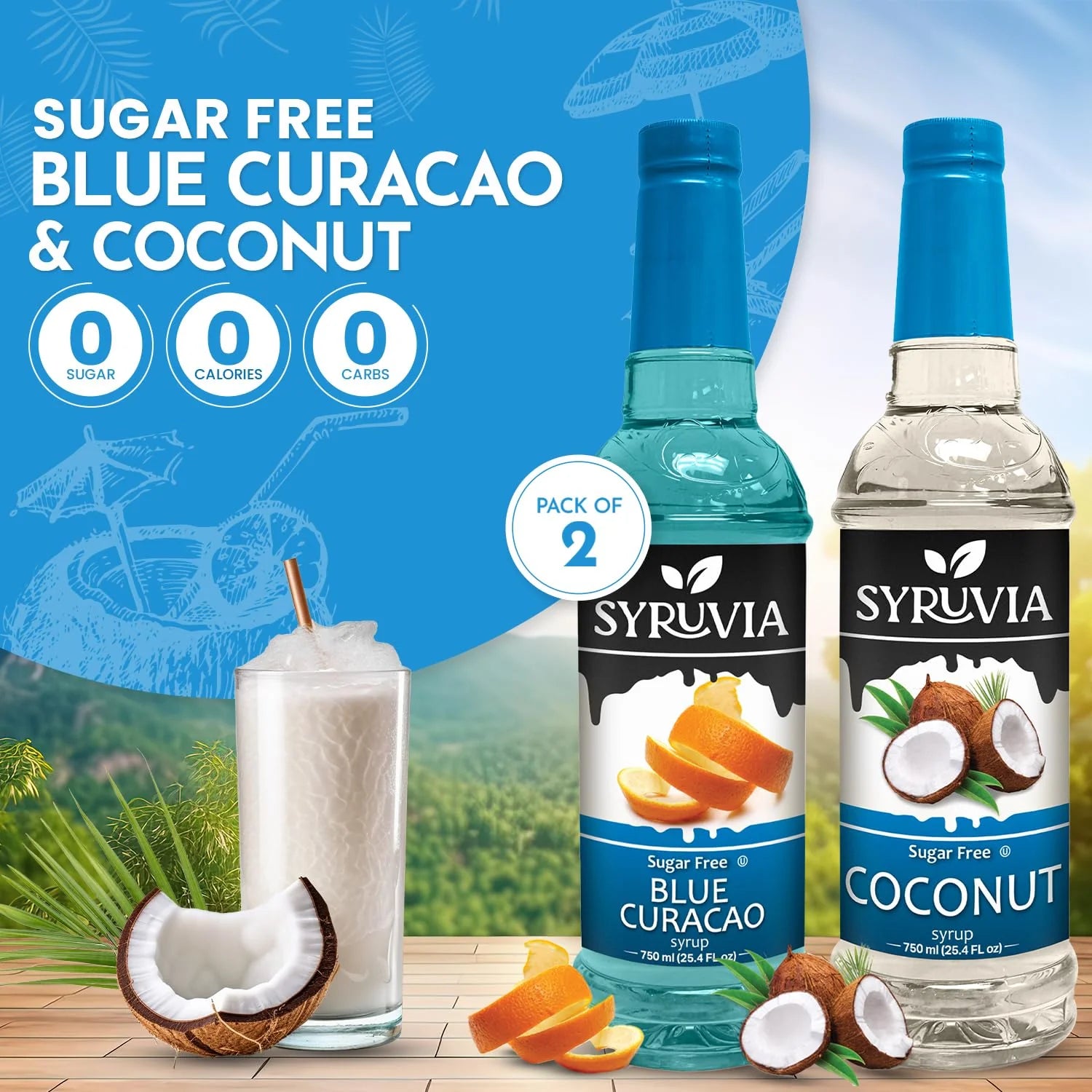 blue curacao coconut syrup sugar free