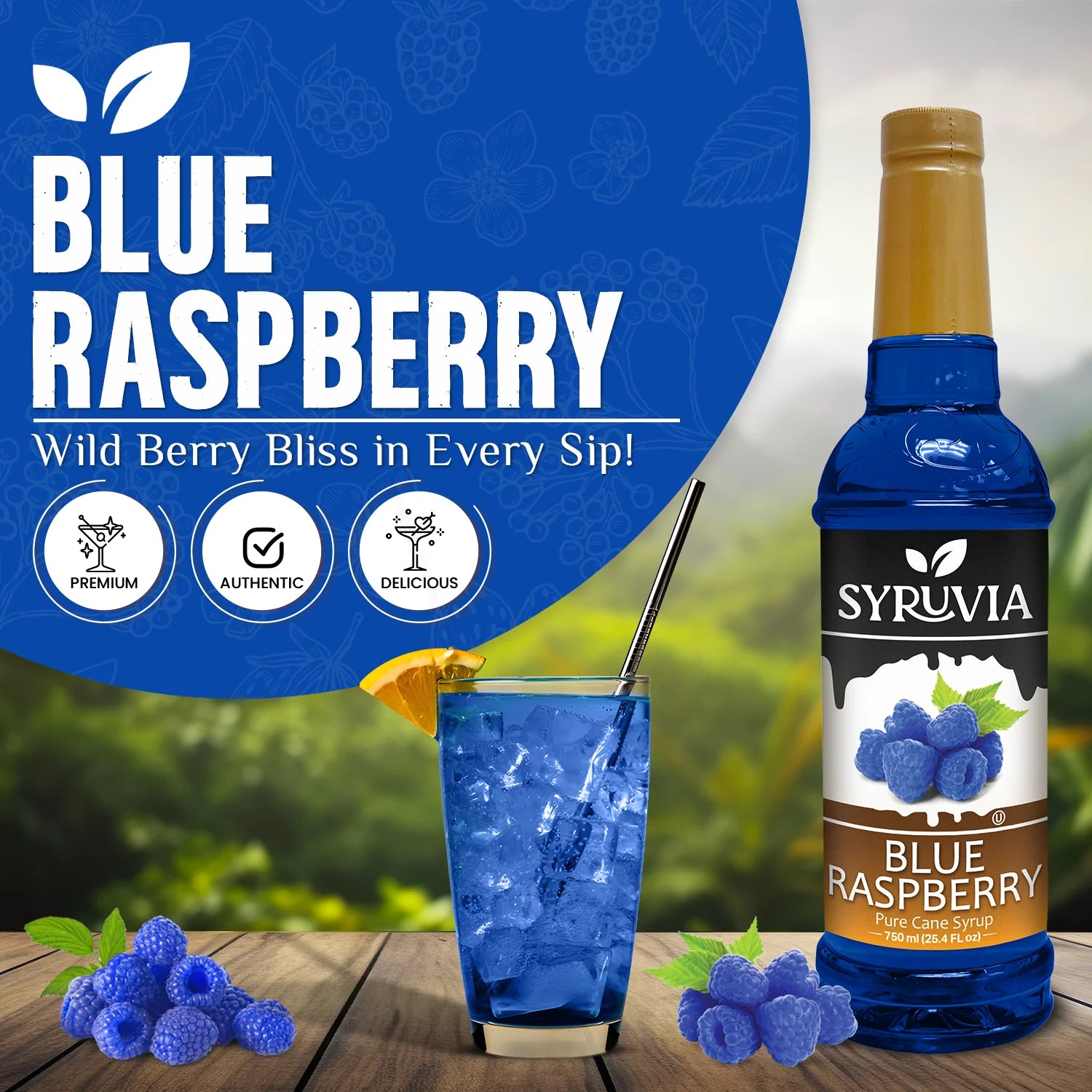 Syruvia Blue Raspberry Syrup for Drinks, Desserts & More – Only $7.99