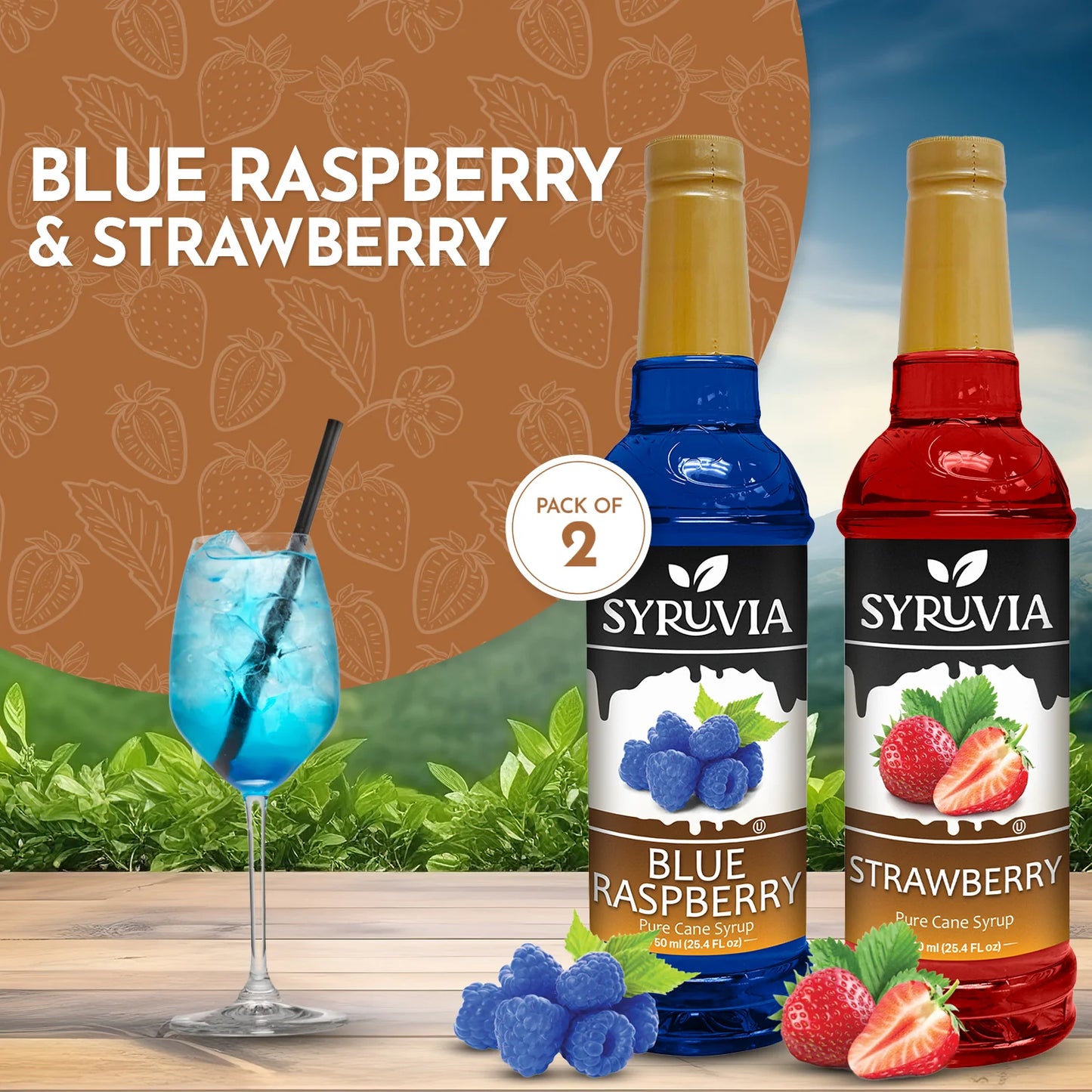 Variety Pack, Blue Raspberry, and Strawberry Syrup – Syruvia