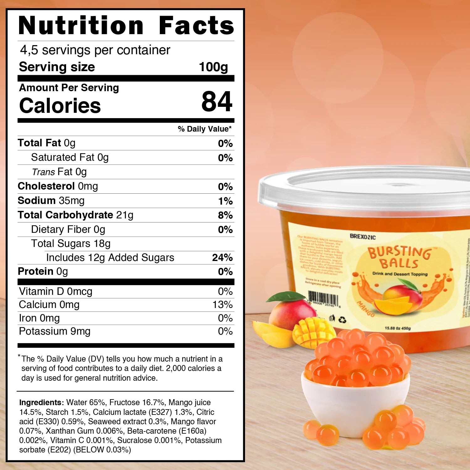 boba pearls mango nutrition facts