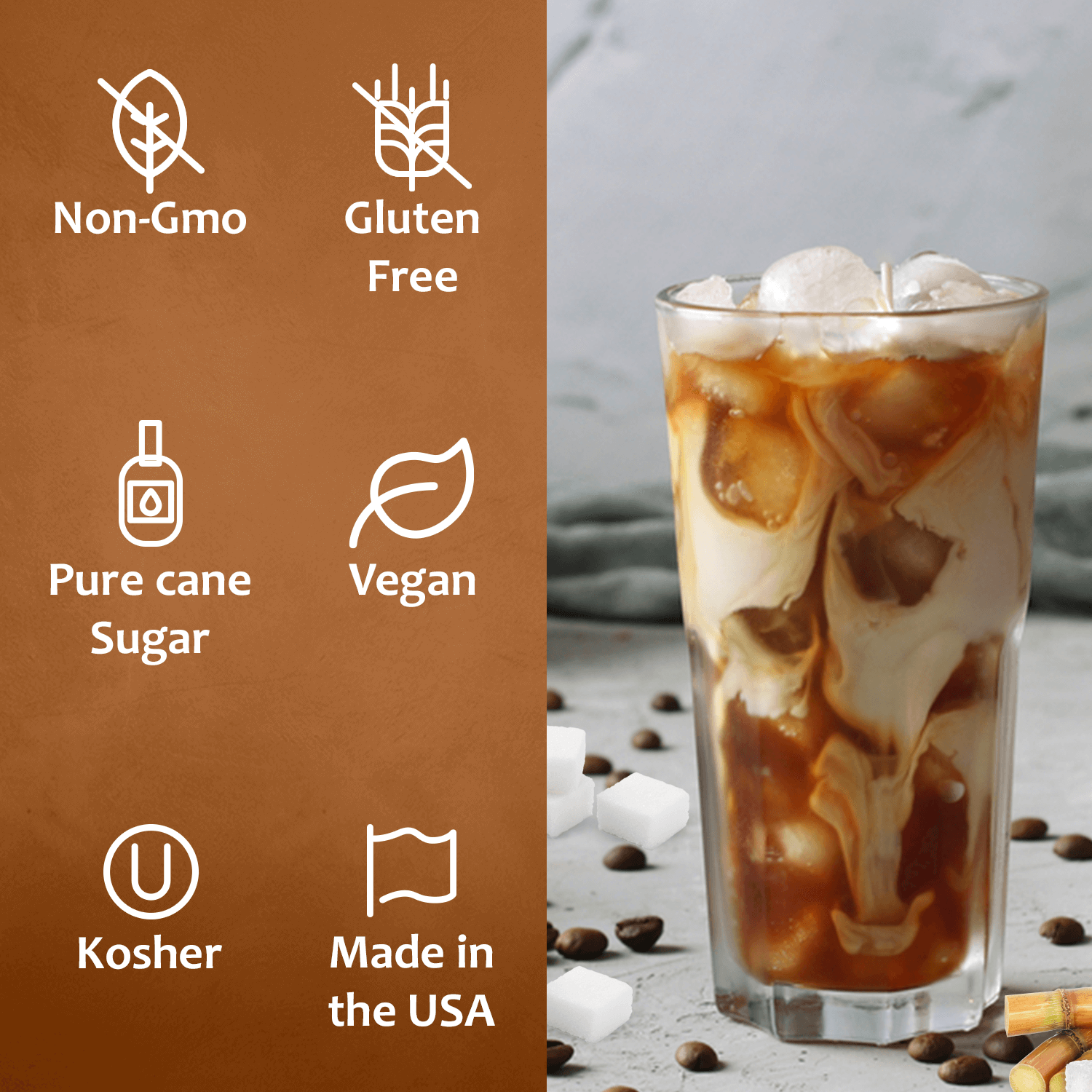 caramel cane sugar sweetener coffee syrup