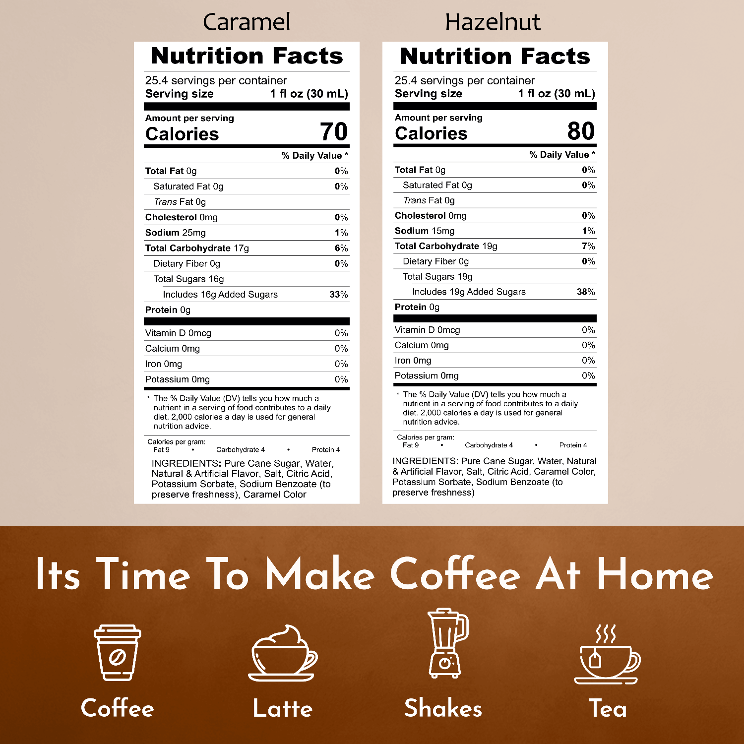 caramel hazelnut nutrition facts