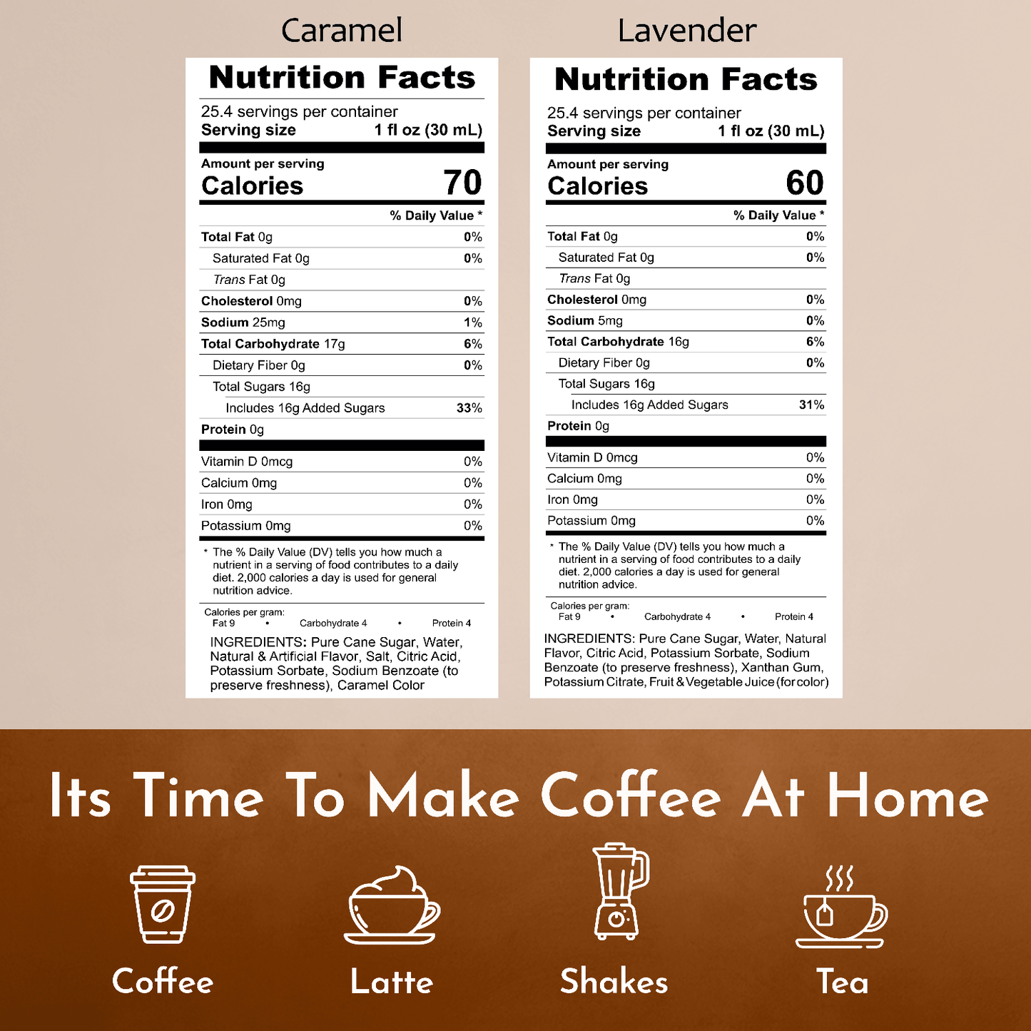 caramel lavender nutrition facts