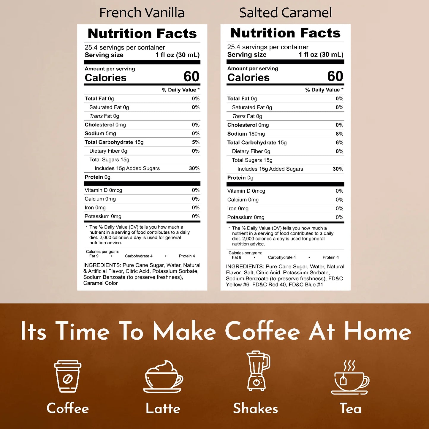 french vanilla  salted caramel syrup nutrition facts 