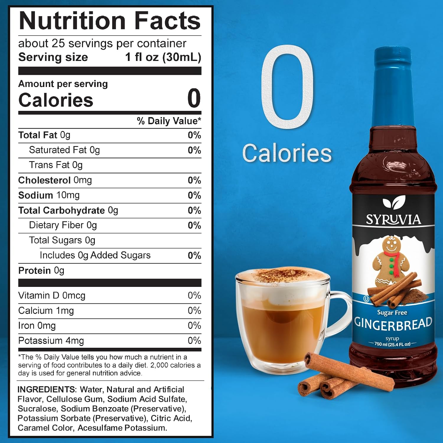 gingerbread syrup sugar free nutrition facts 