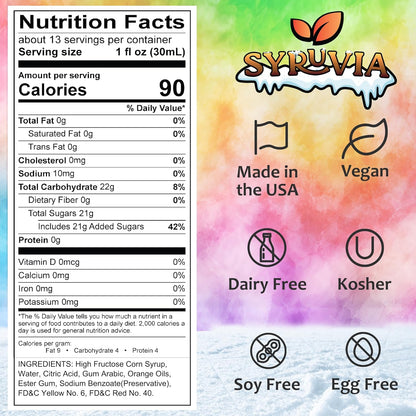 orange snow cone syrup nutrition facts 