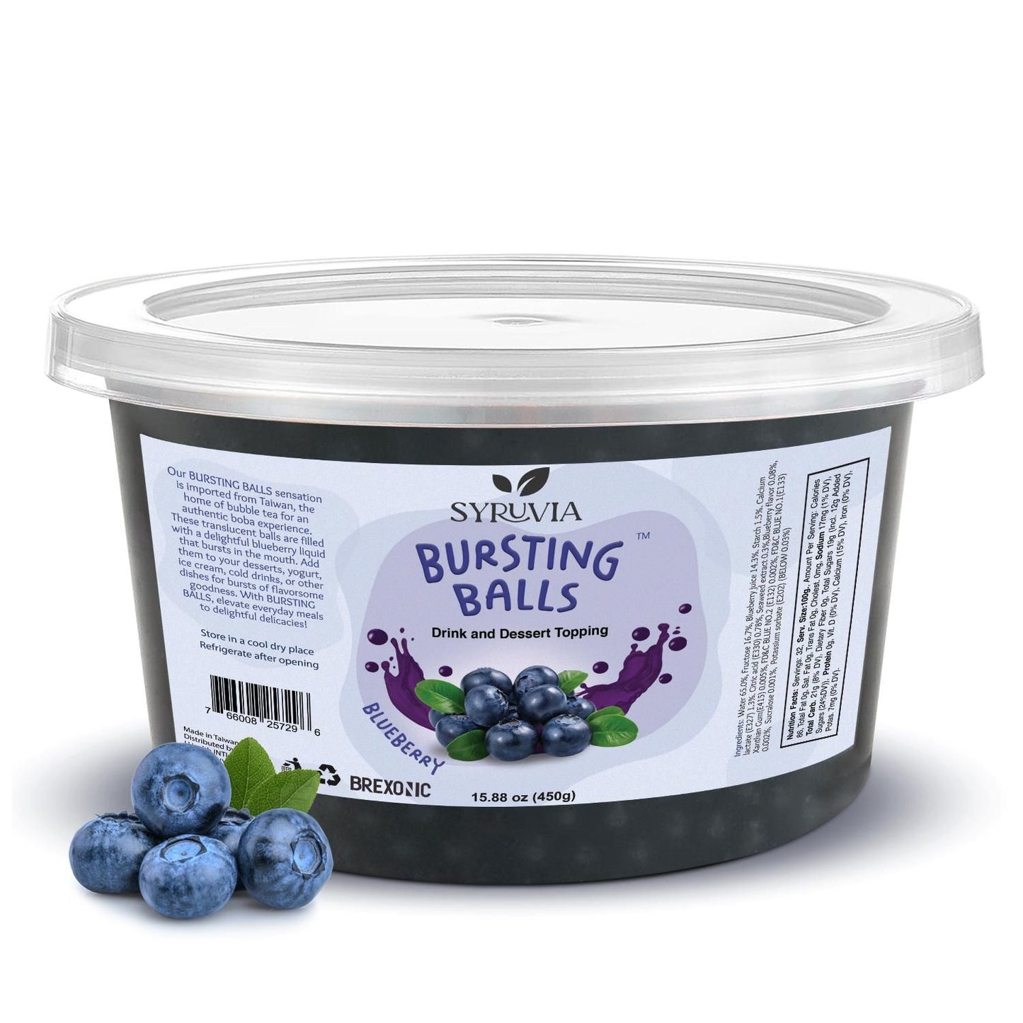 1 LB Blueberry Flavored Boba Balls for a Bursting and Popping Boba Experience