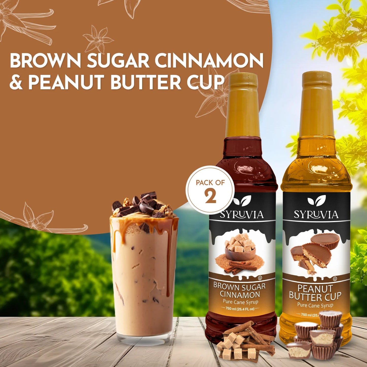 pack of 2 Brown Sugar Cinnamon Peanut Butter Cup Syrup