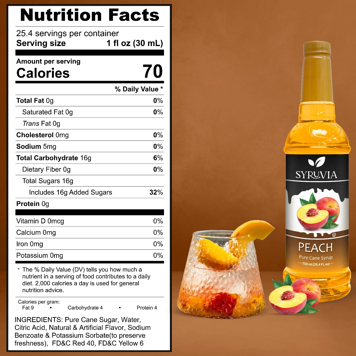 Syruvia peach flavoring syrup nutrition facts 