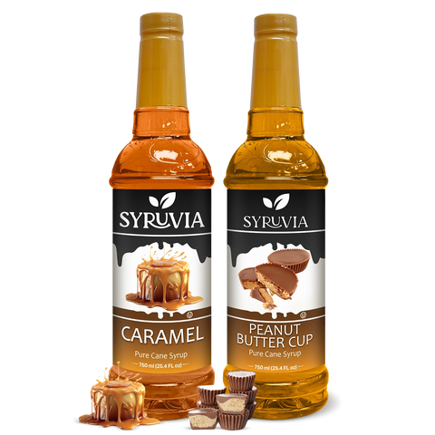 Variety Pack, Caramel, and Peanut Butter Cup Syrup