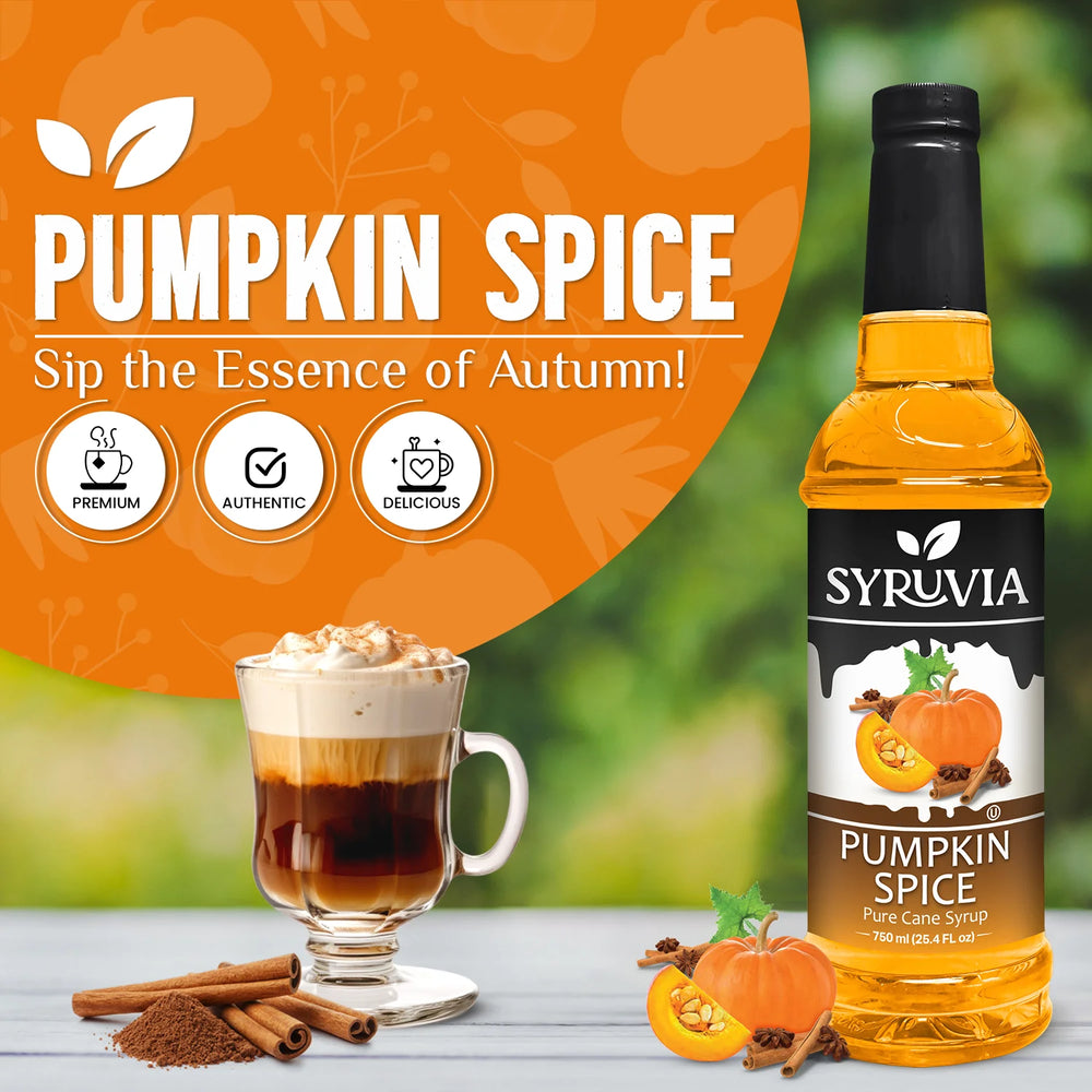 Syruvia Pumpkin Spice Syrup 25.4 Fl oz (6-Pack)