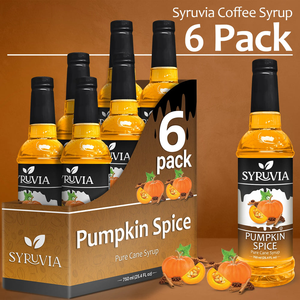 Syruvia Pumpkin Spice Syrup 25.4 Fl oz (6-Pack)