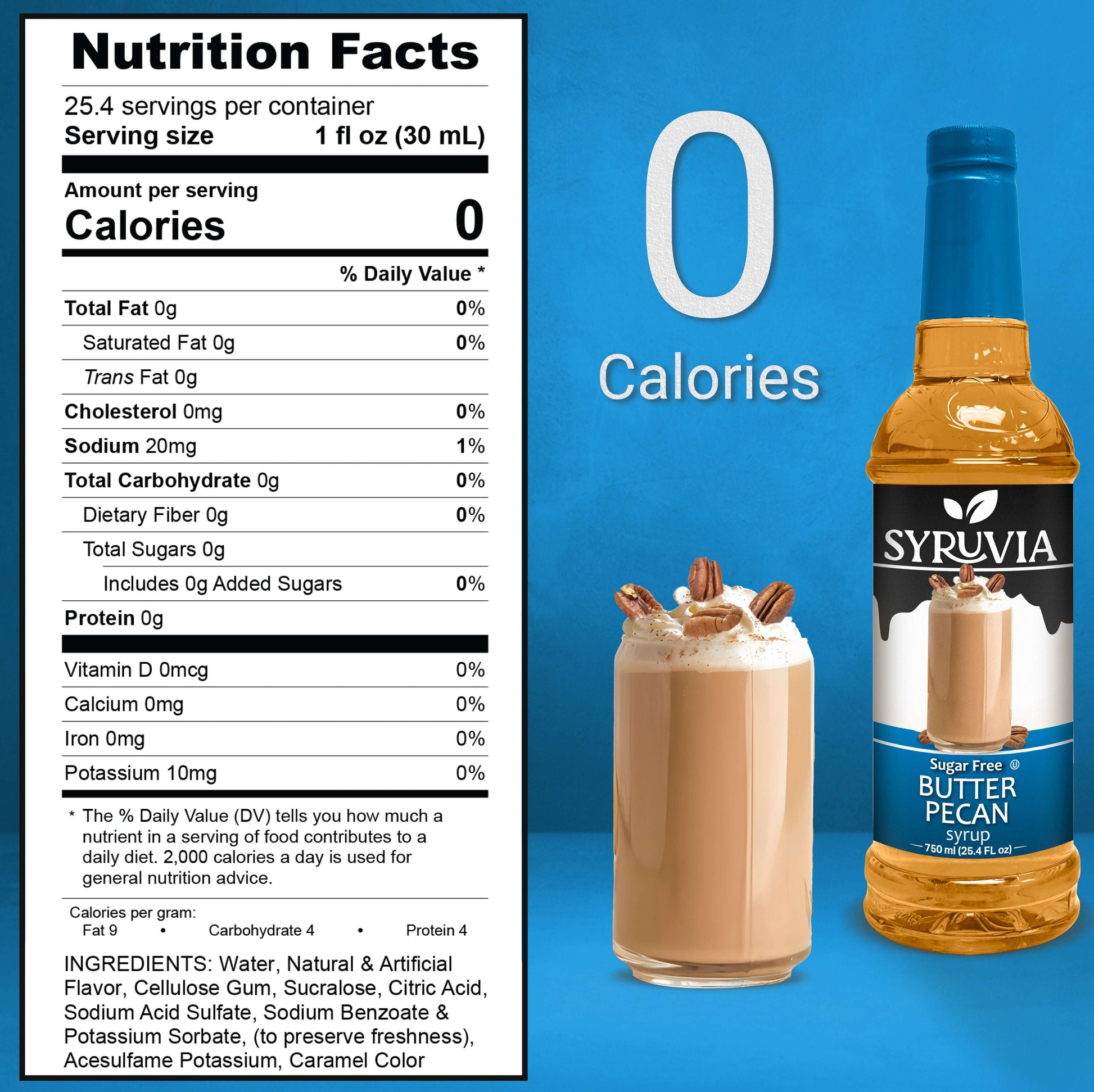 Syruvia sugar free butter pecan syrup nutrition facts