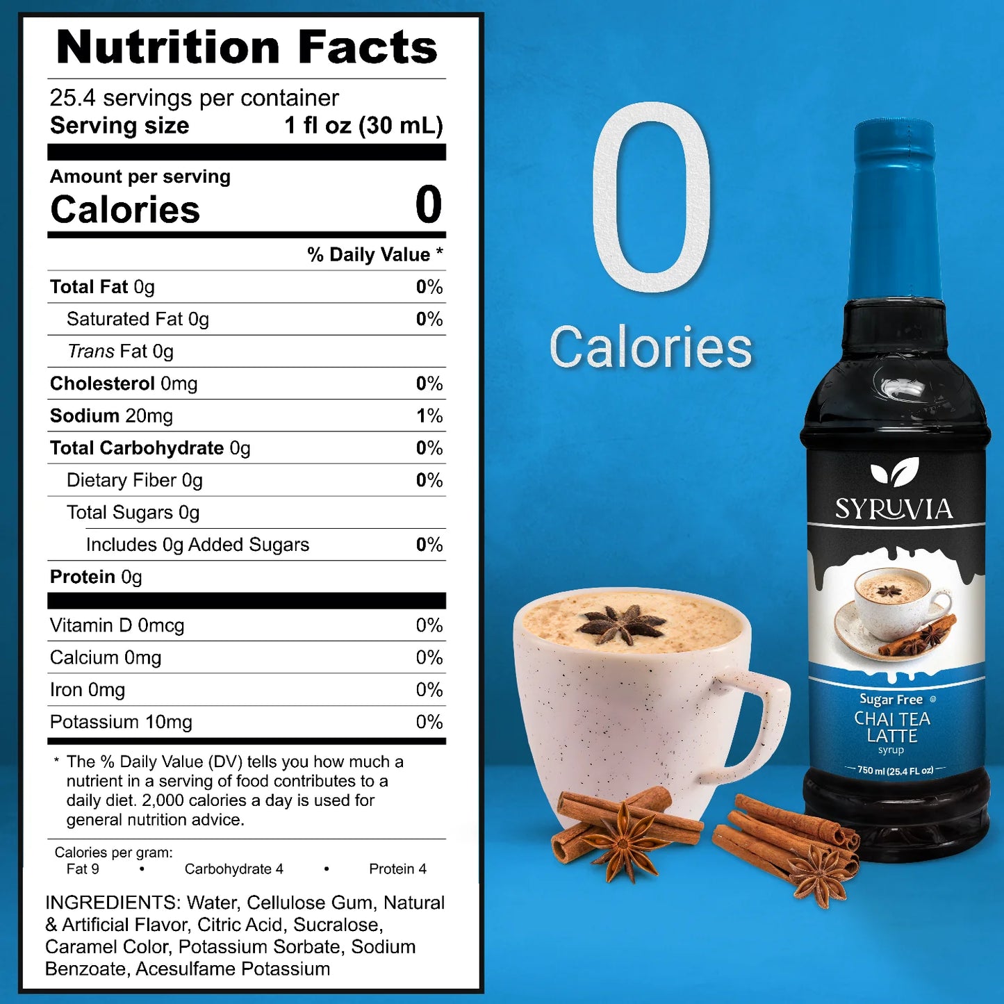 Syruvia sugar free chai syrup nutrition fact