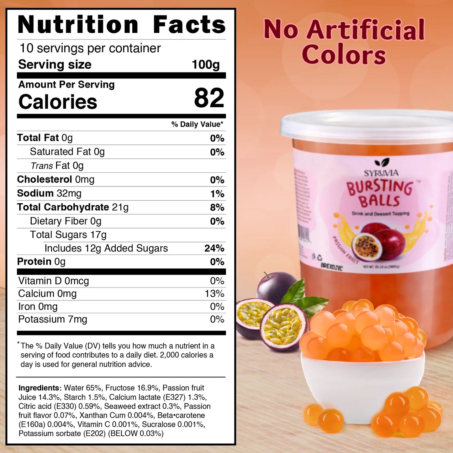 2 LB Passion Fruit Flavored Popping Boba