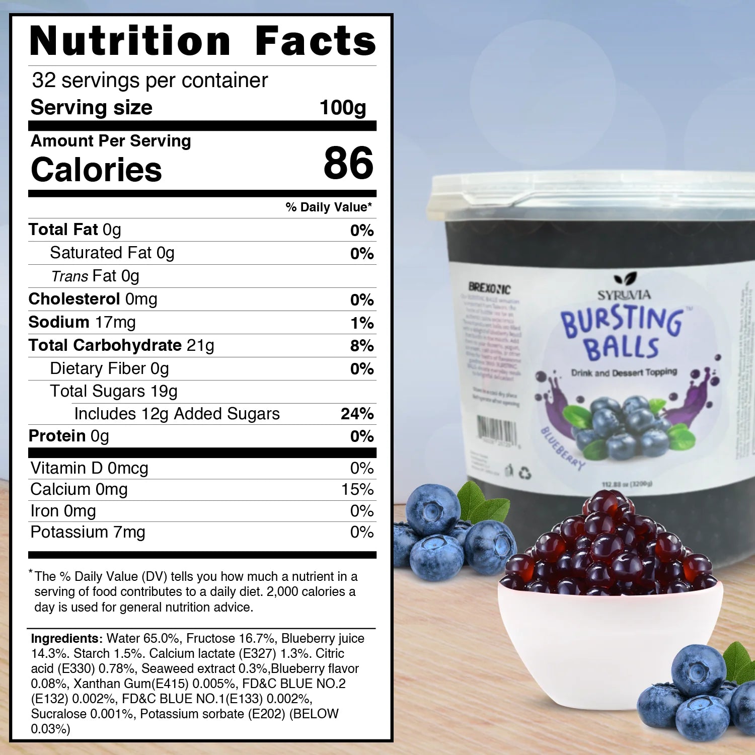 syruvia blueberry popping boba pearls nutrition facts