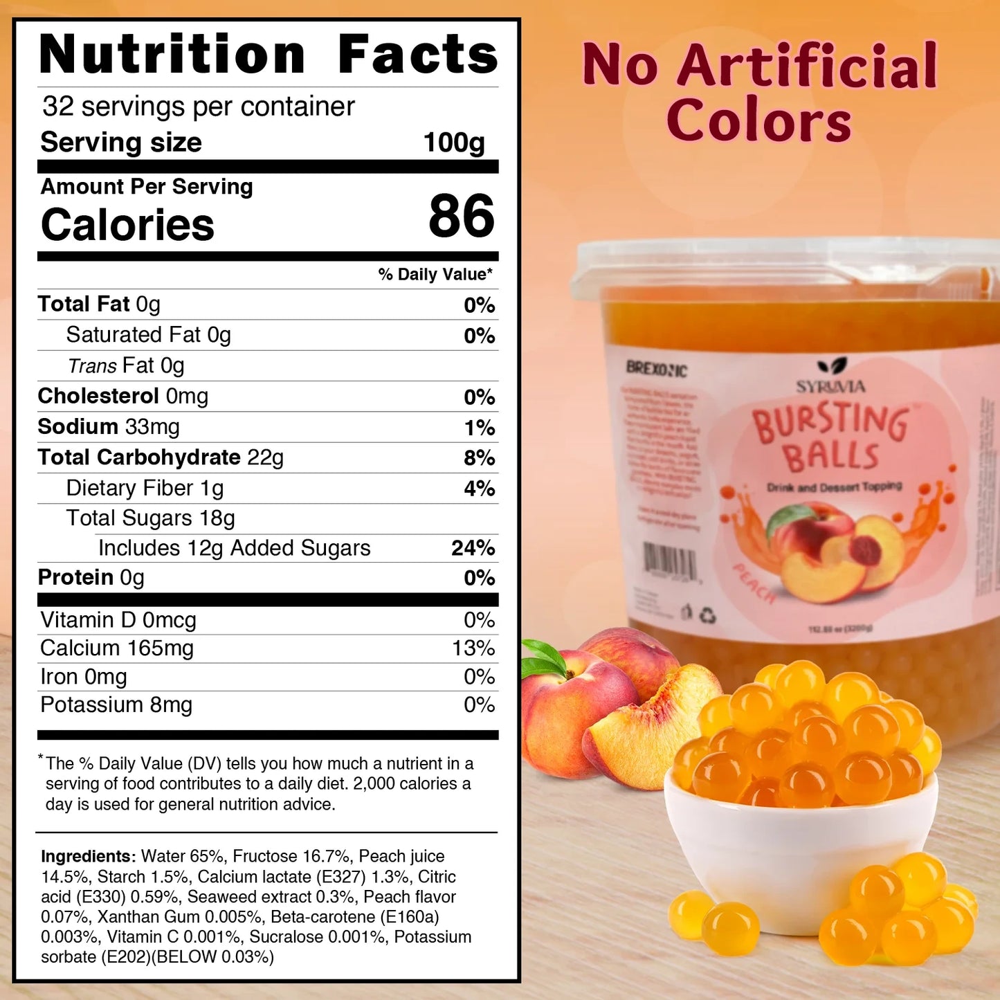 7 LB Peach Flavored Popping Boba