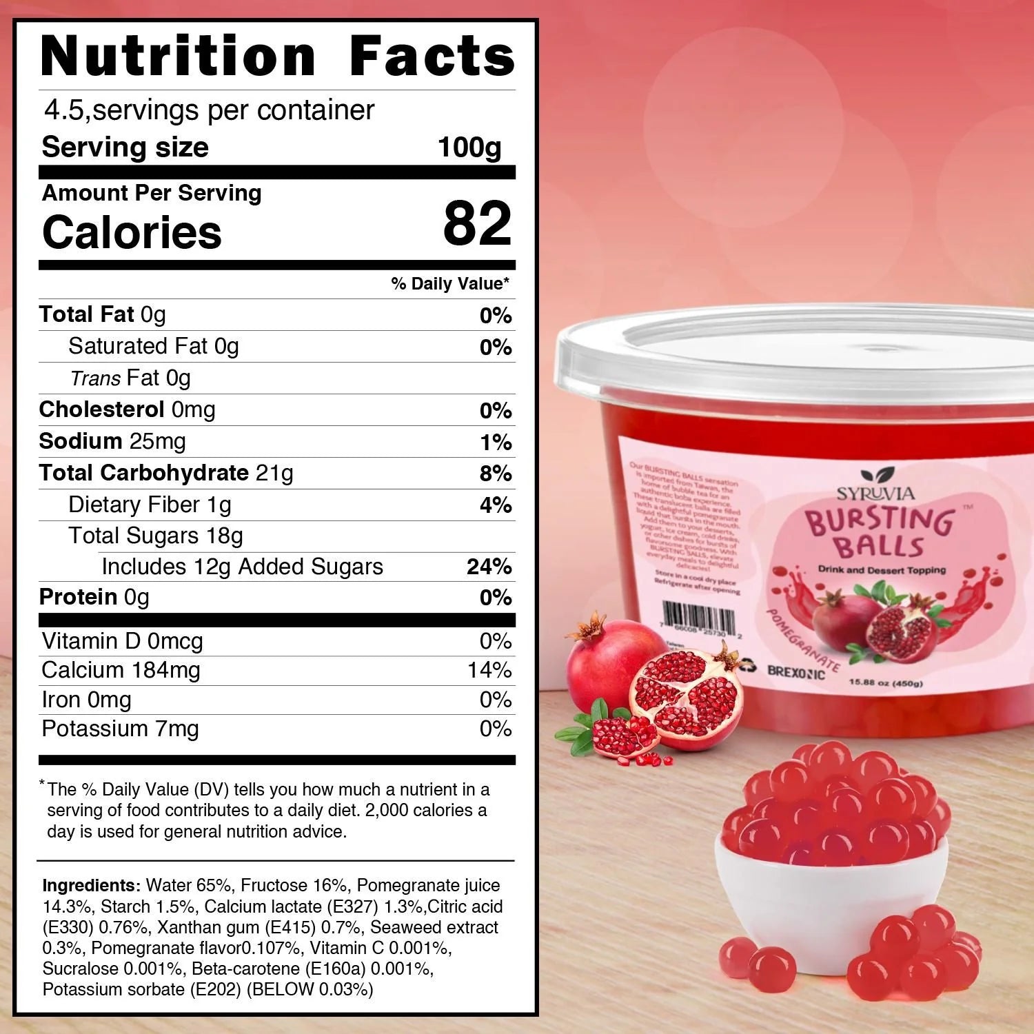 syruvia boba pomegranate nutrition facts