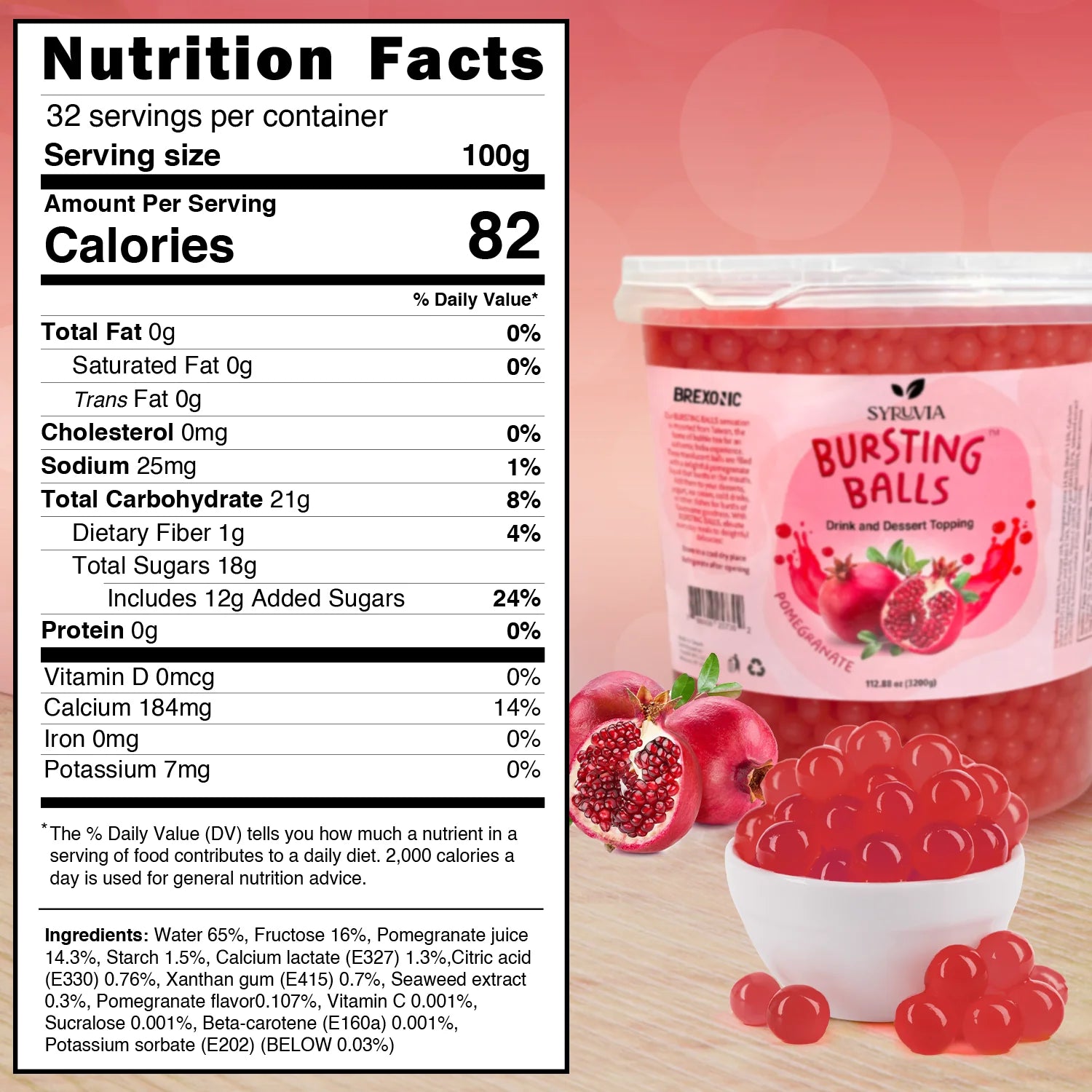 syruvia boba pomegranate popping pearls nutrition facts