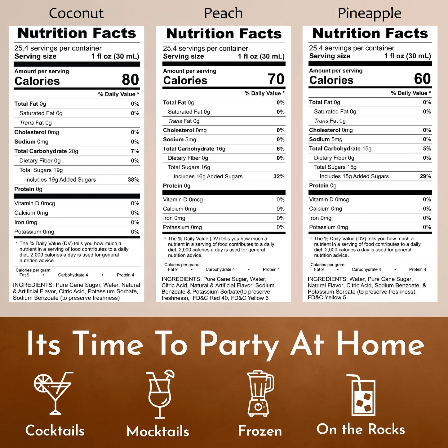 syruvia coconut peach pineapple nutrition facts 