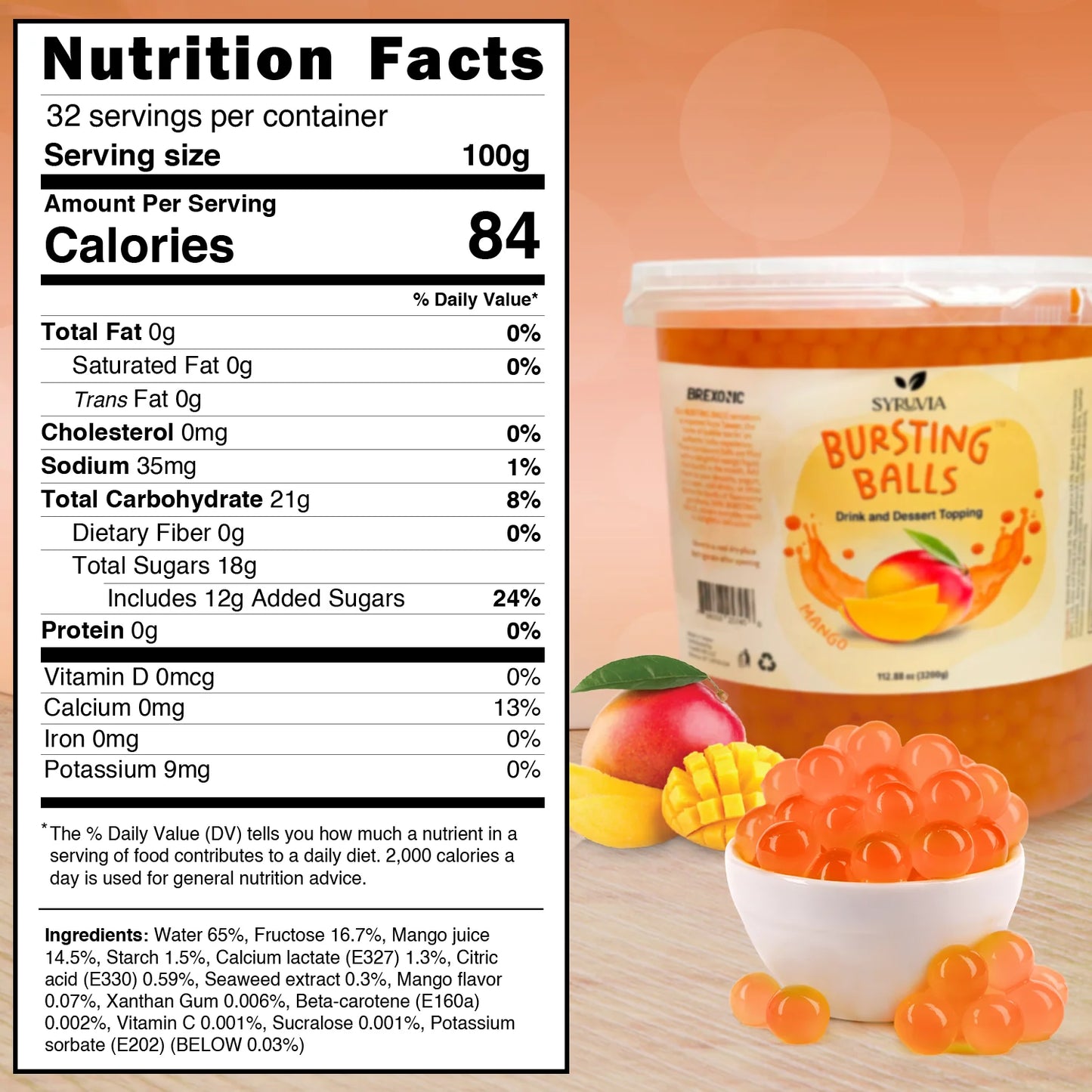 syruvia mango bubble nutrition facts