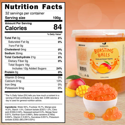 syruvia mango bubble nutrition facts