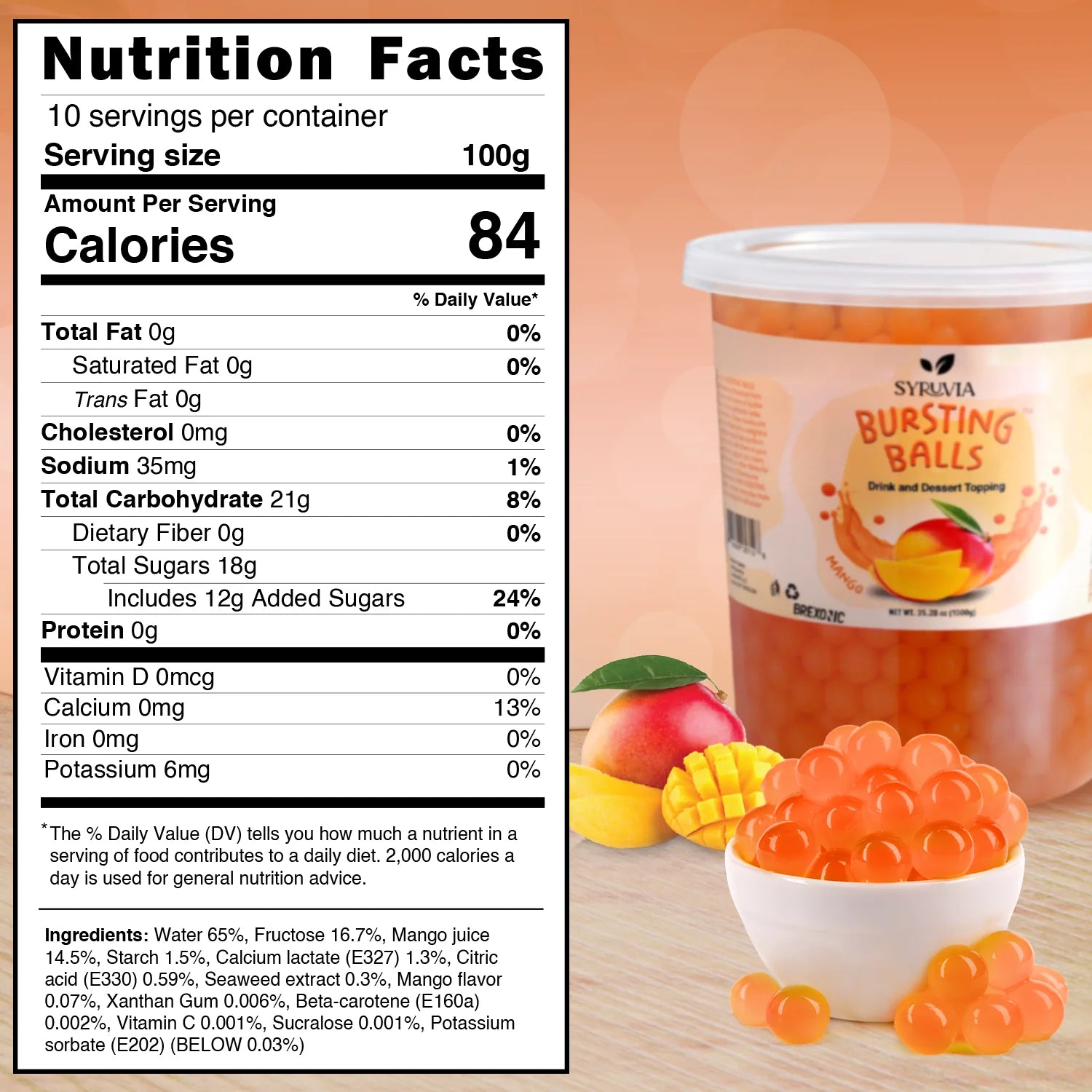 syruvia mango pearl Nutrition Facts