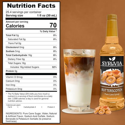 syruvia nutrition facts butterscotch flavor