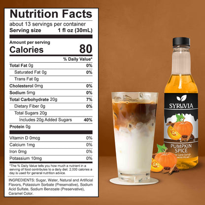 syruvia nutrition facts pumpkin spice latte syrup