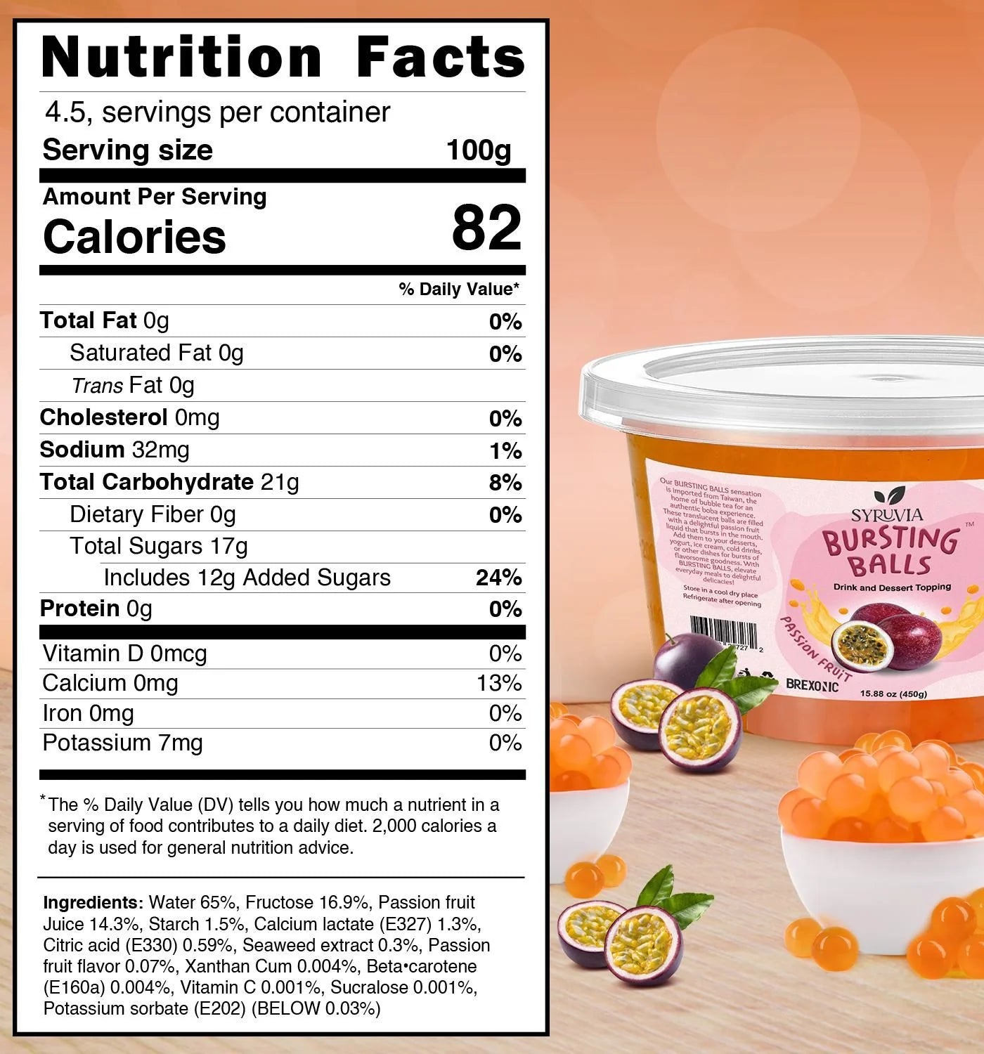 syruvia popping pearls passion fruit nutrition facts