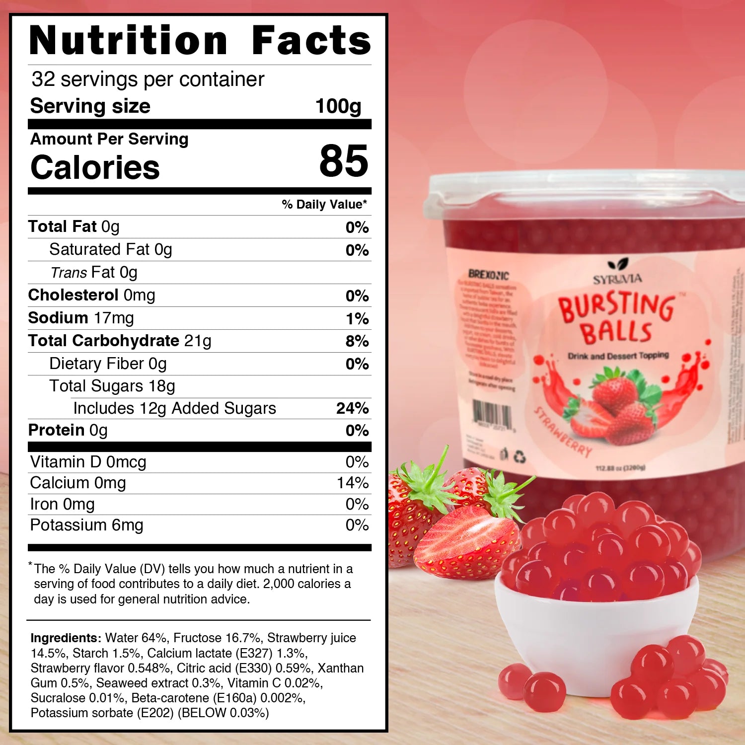 syruvia strawberry boba bubbles popping nutrition facts